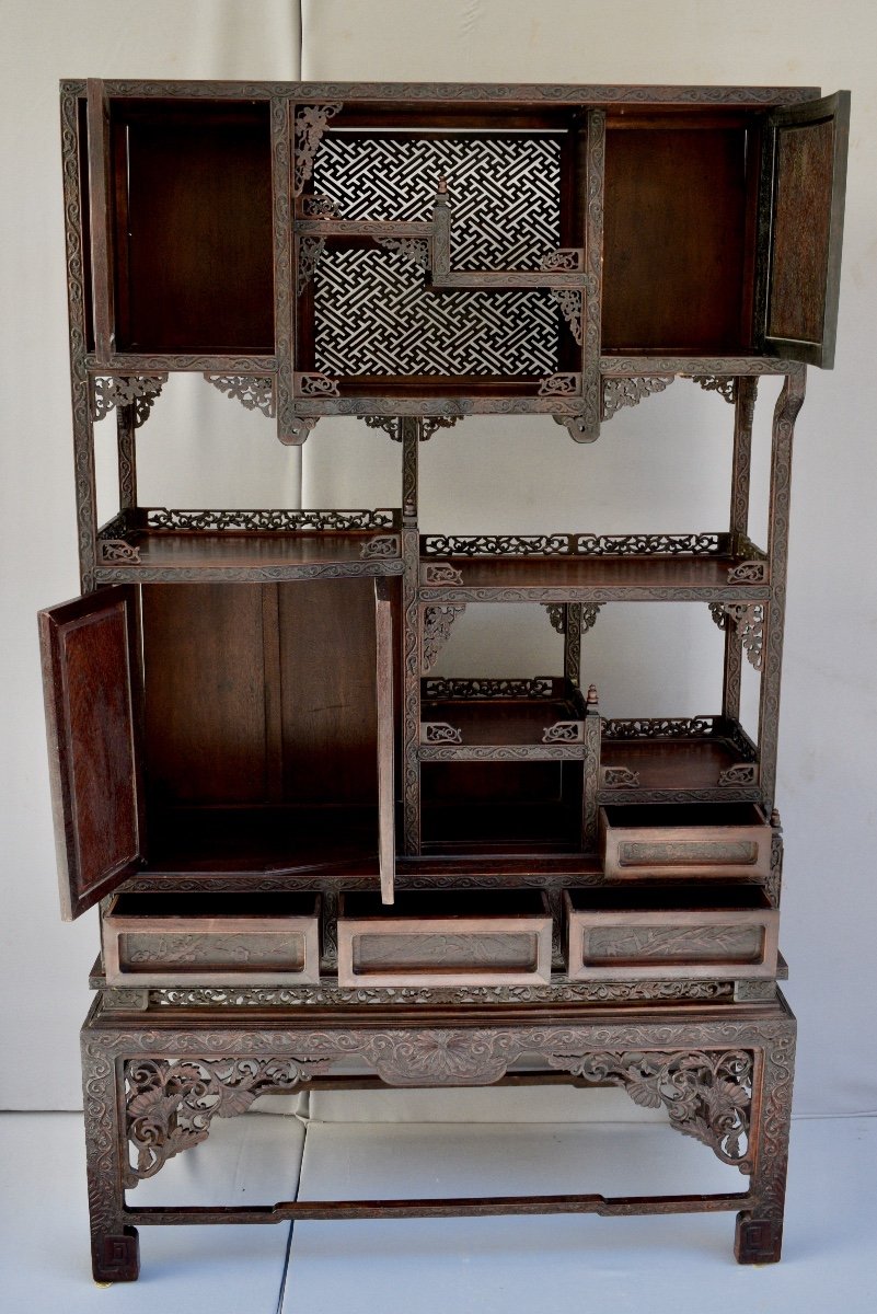 Japanese Cabinet In Exotic Wood Meiji Period-photo-1