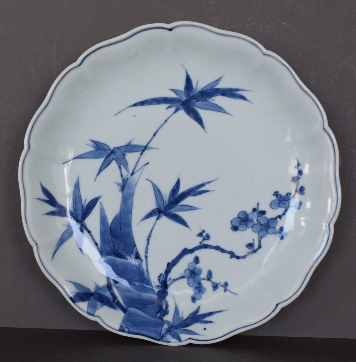 Plat Polylobé En Porcelaine Bleu Blanc Japon Arita Période Edo-photo-4