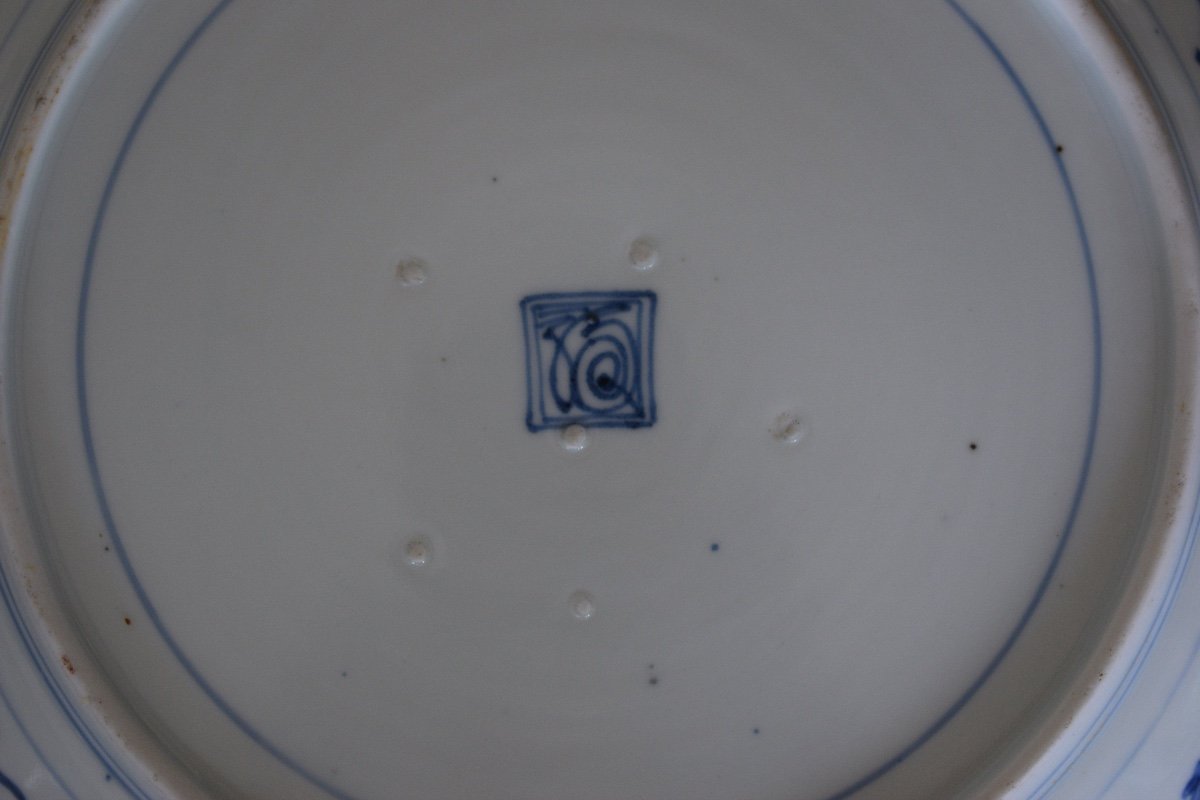 Plat Polylobé En Porcelaine Bleu Blanc Japon Arita Période Edo-photo-3