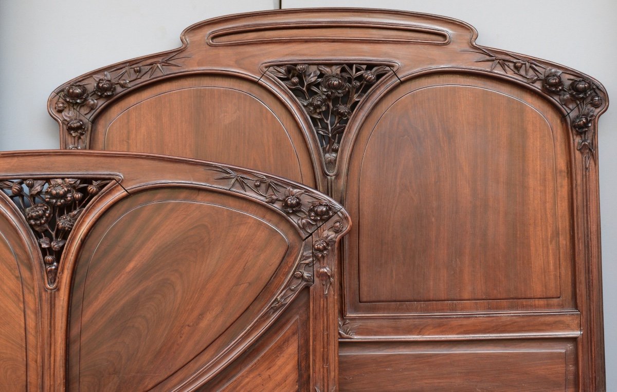Art Nouveau Bed Attributed To Louis Majorelle In Cuban Mahogany-photo-2