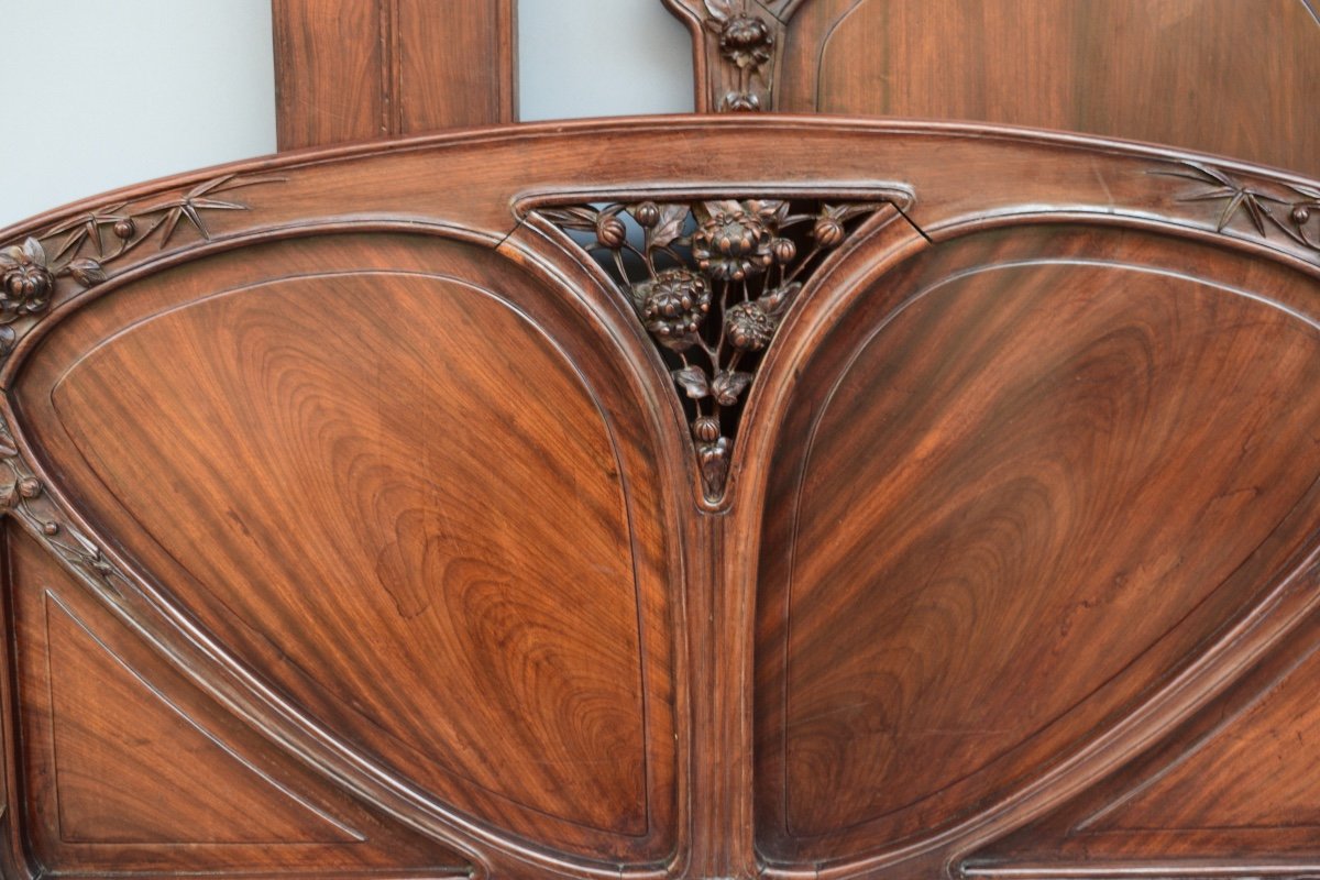 Art Nouveau Bed Attributed To Louis Majorelle In Cuban Mahogany-photo-3