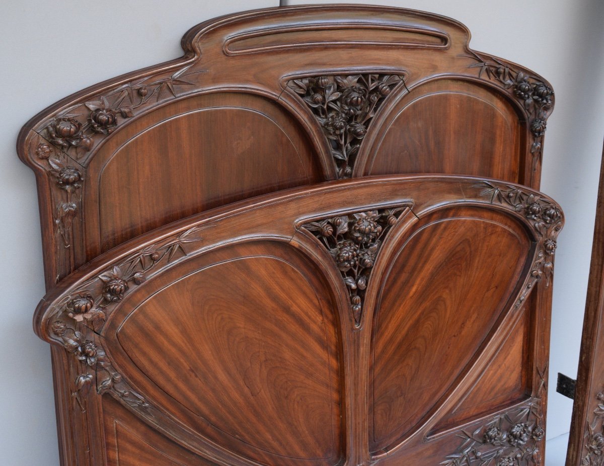 Art Nouveau Bed Attributed To Louis Majorelle In Cuban Mahogany-photo-4