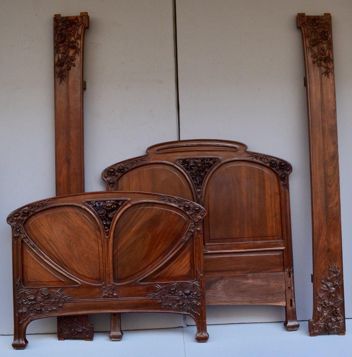 Art Nouveau Bed Attributed To Louis Majorelle In Cuban Mahogany-photo-3