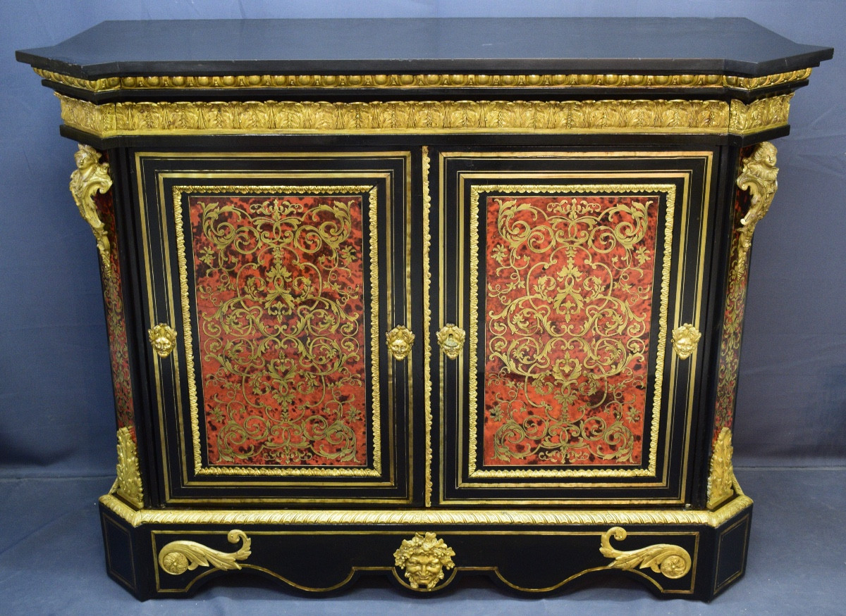 Meuble d'appui en marqueterie Boulle époque Napoléon III -photo-4