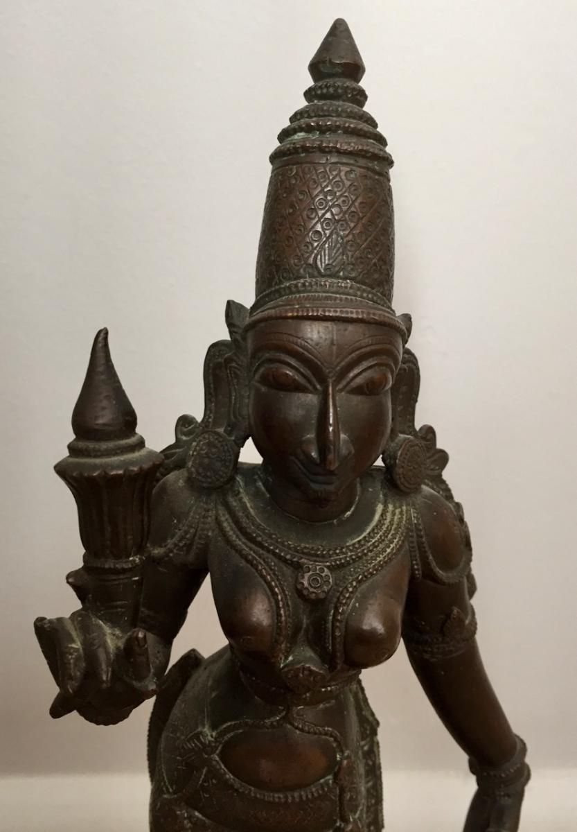 Sculpture En Bronze De La Déesse Parvati-photo-2