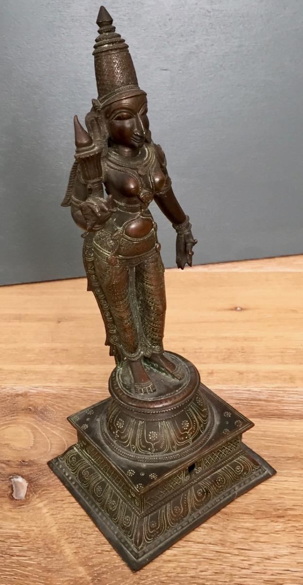 Sculpture En Bronze De La Déesse Parvati-photo-5