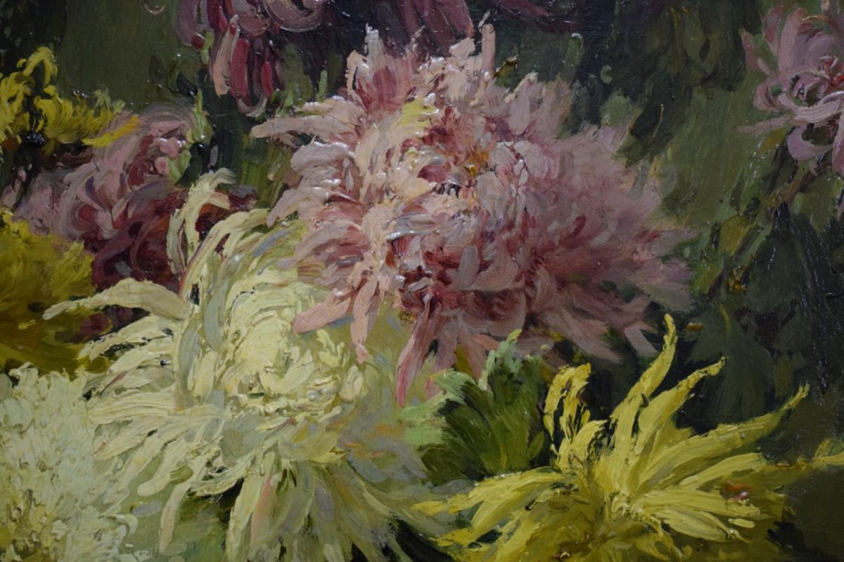 Ferdinand Herd Still Life With Chrysanthemums-photo-2