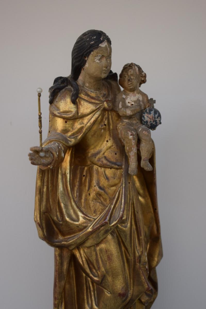 Vierge A L Enfant XVIII eme en bois-photo-3