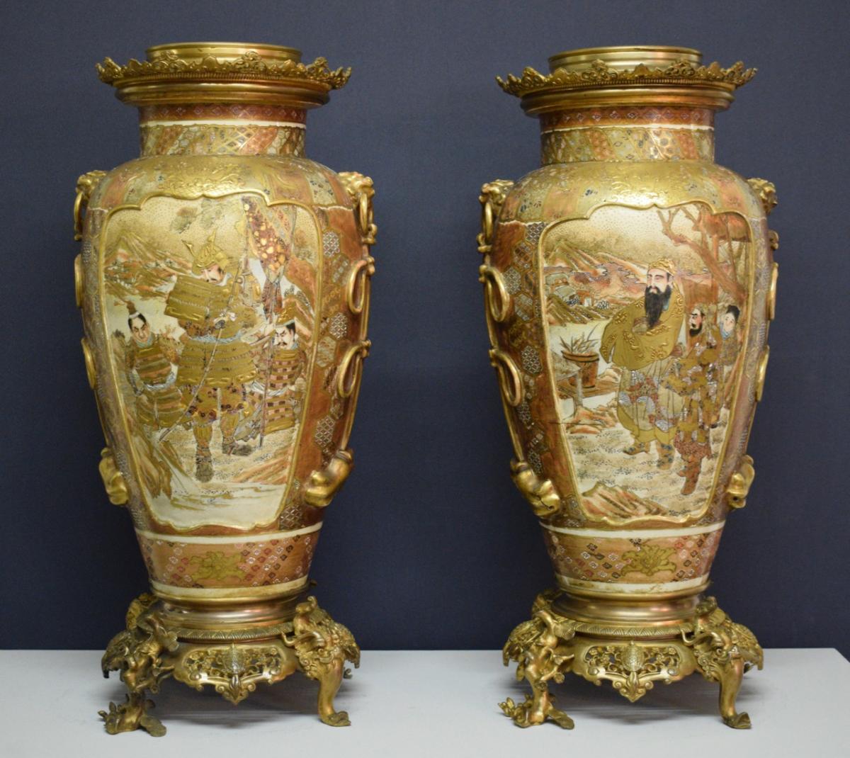 Importante Paire De Vases En Céramique De Satsuma-photo-4
