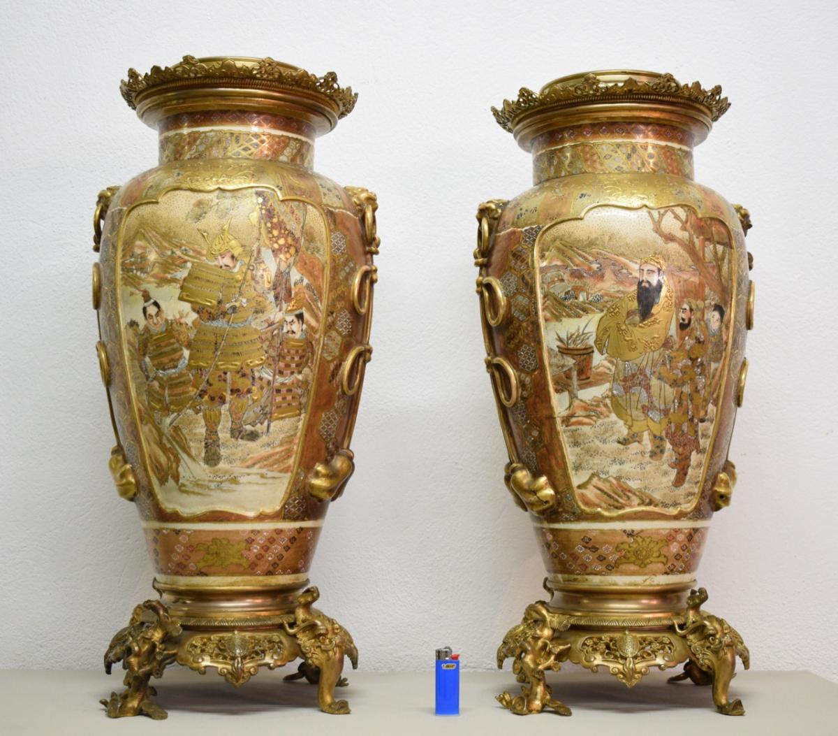 Importante Paire De Vases En Céramique De Satsuma-photo-1