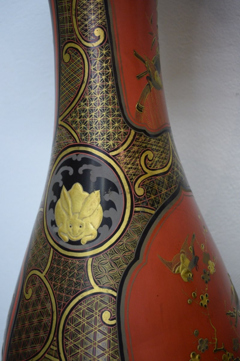 Paire De Vases En Porcelaine Laquée Période Meiji-photo-2