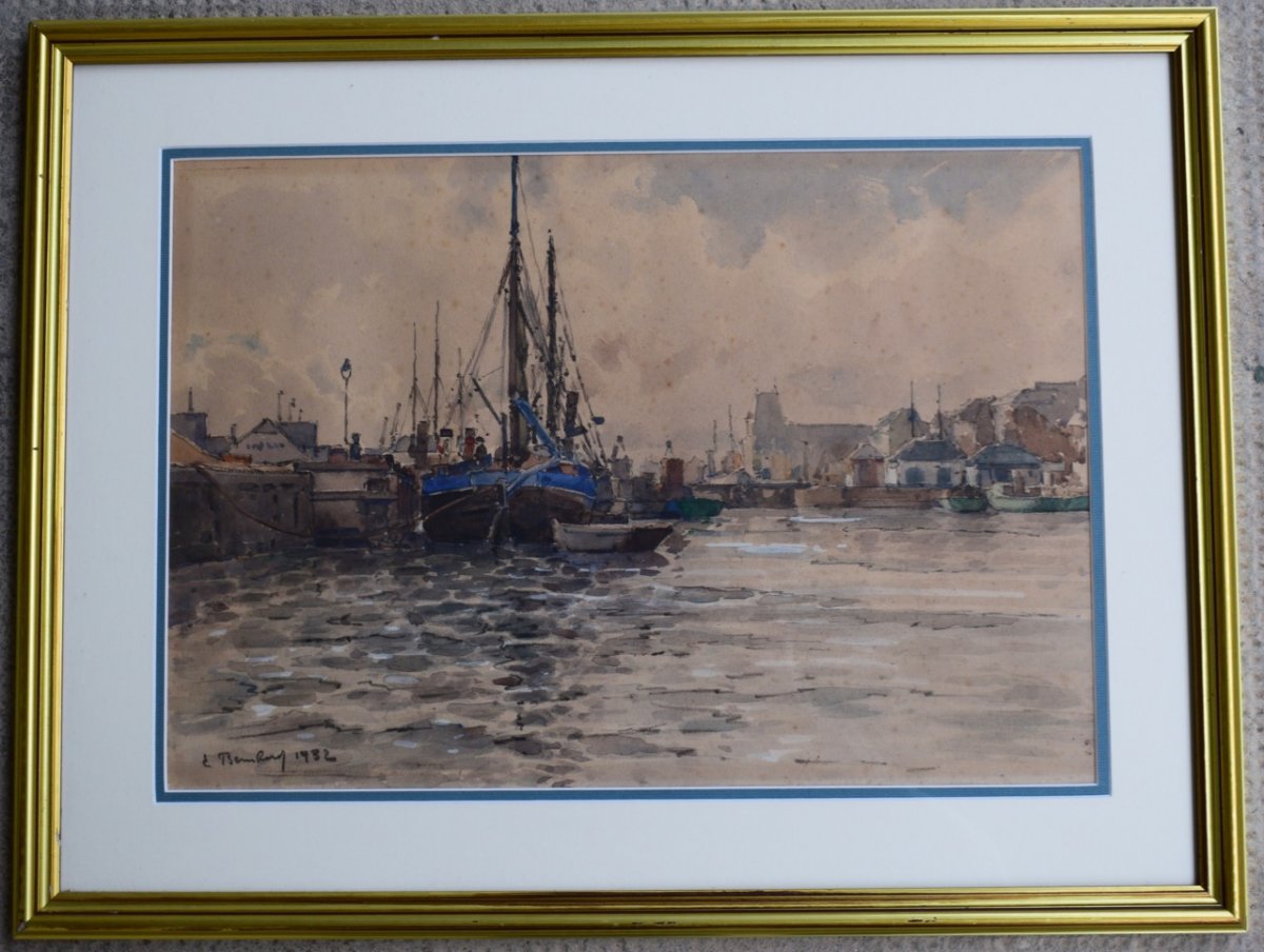 Watercolor Animated View Of Boats In A Port-photo-3