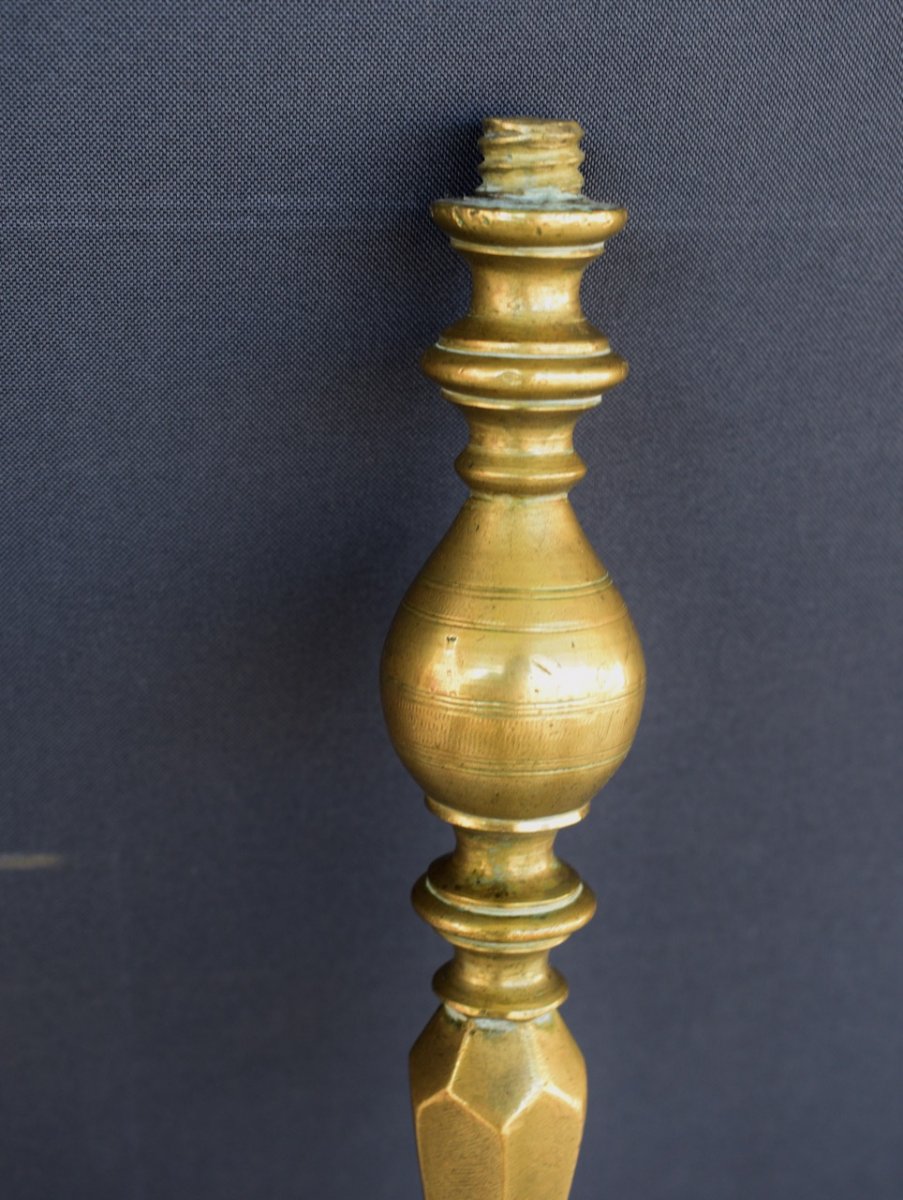 Monumental Candlestick In Bronze XVIIth Century-photo-3