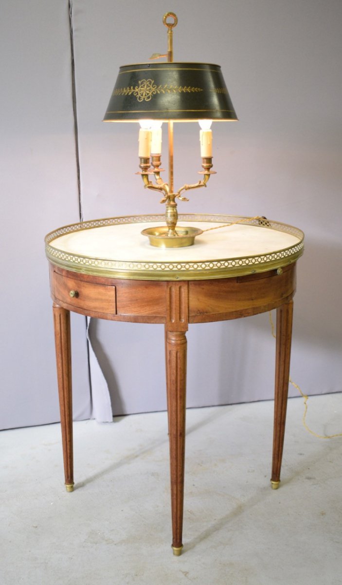 Table Bouillotte De Style Louis XVI En Acajou Blond-photo-3