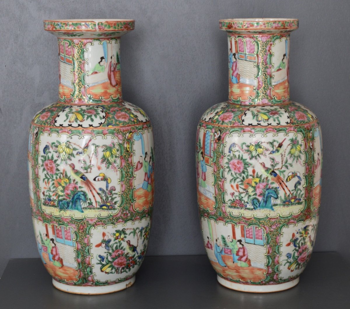 Chine Paire De Vases En Porcelaine De Canton-photo-2