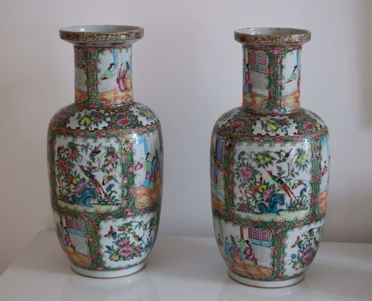 Chine Paire De Vases En Porcelaine De Canton-photo-1