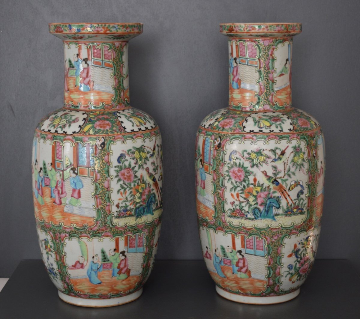 Chine Paire De Vases En Porcelaine De Canton-photo-2