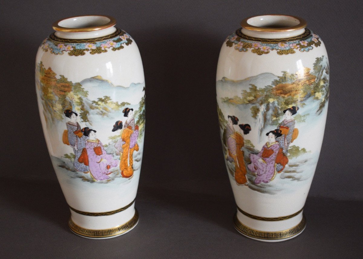 Pair Of Satsuma Faience Vases-photo-1