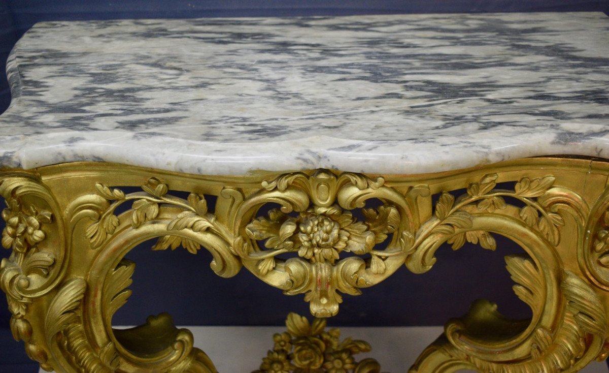 Console d'Epoque Louis XV En Bois Doré-photo-3