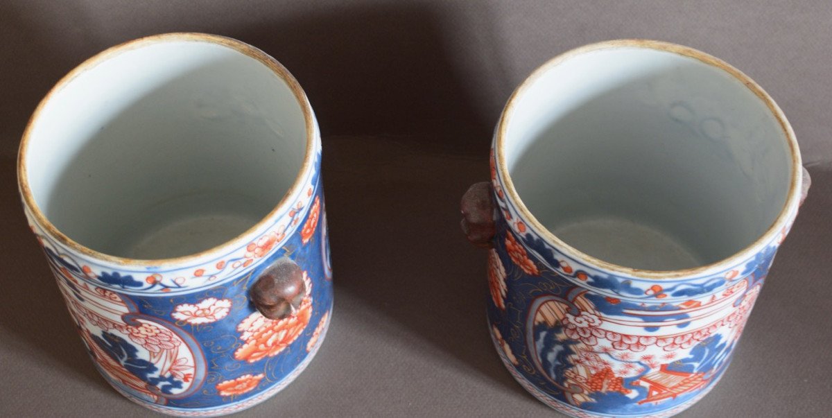 Pair Of Porcelain Refreshers Imari XVIII Eme-photo-2