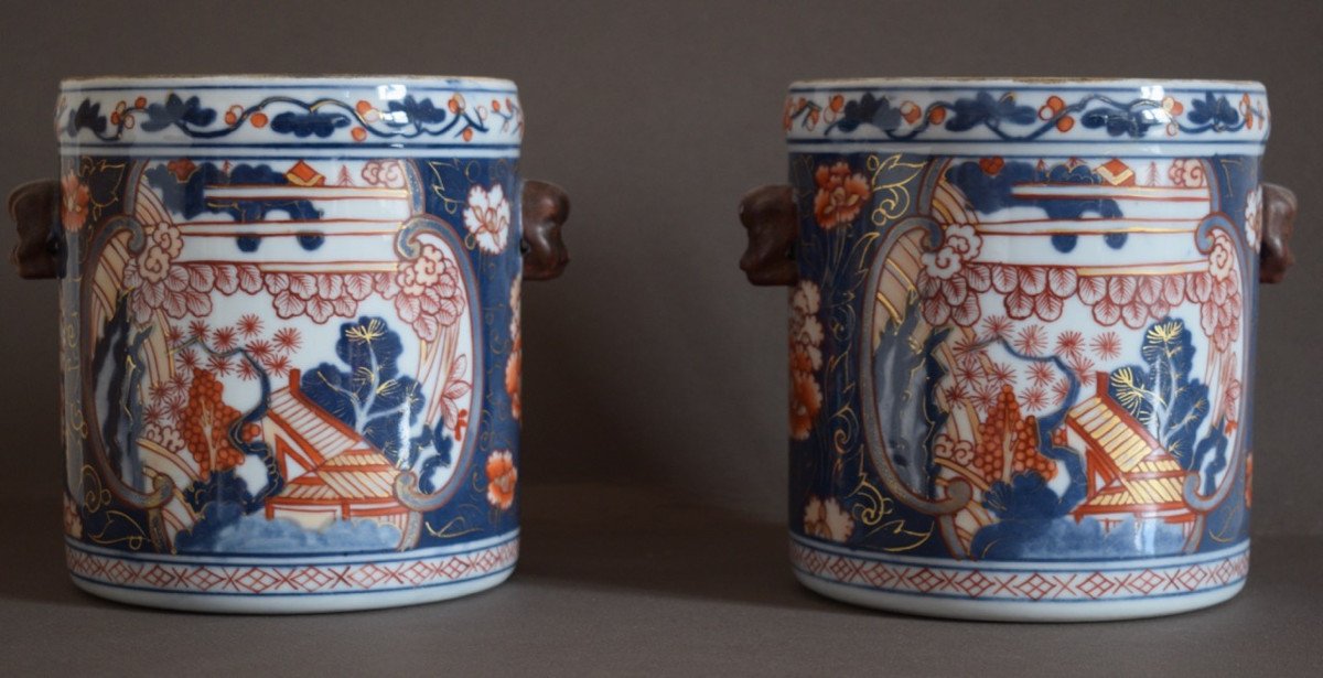Pair Of Porcelain Refreshers Imari XVIII Eme-photo-2