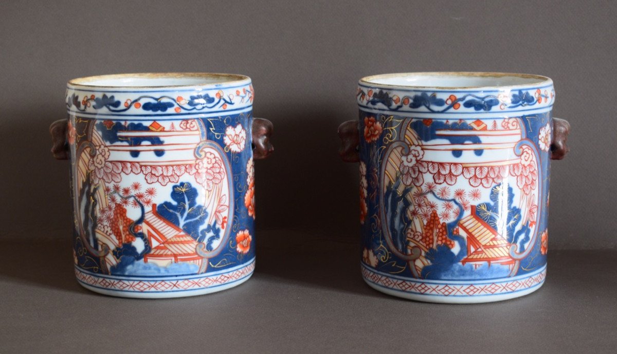 Pair Of Porcelain Refreshers Imari XVIII Eme-photo-5