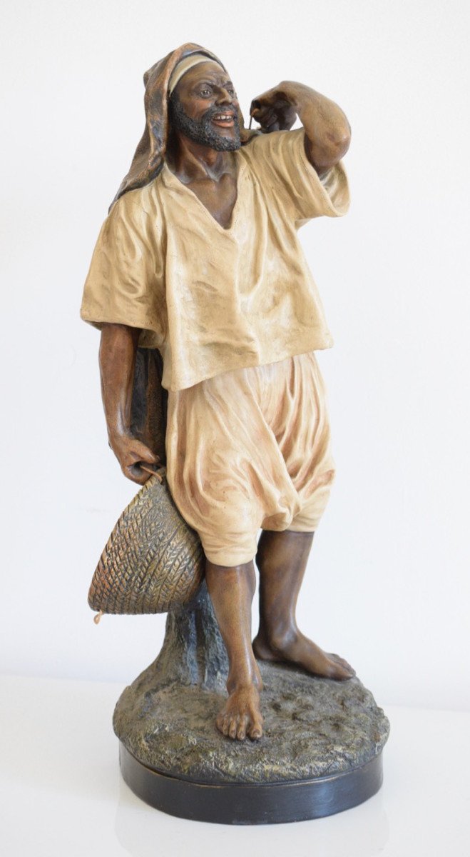Orientalist Terracotta Sculpture By Joseph Leguluche