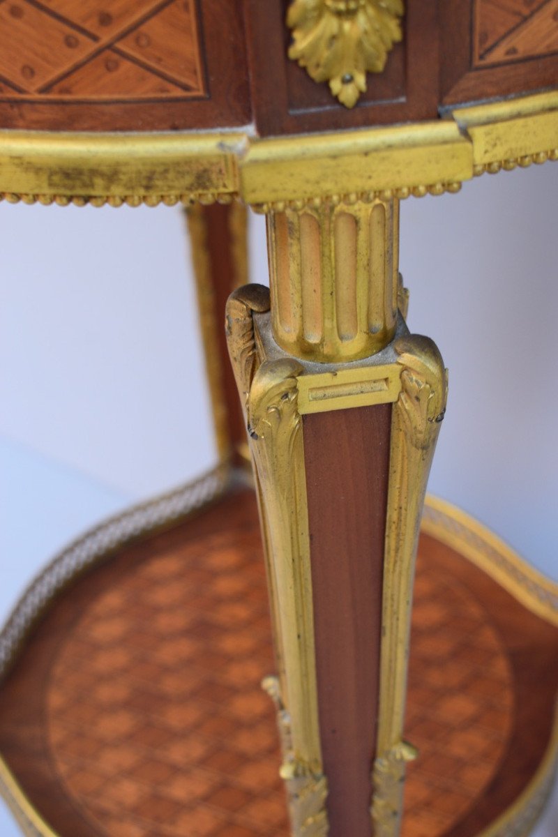 Louis XVI Style Pedestal Table In Mahogany And Precious Wood Attributed To Dasson-photo-3