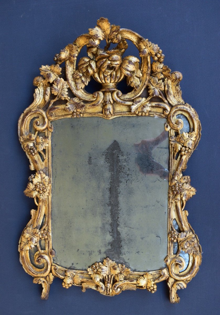 Louis XV Period Mirror In Golden Wood-photo-3