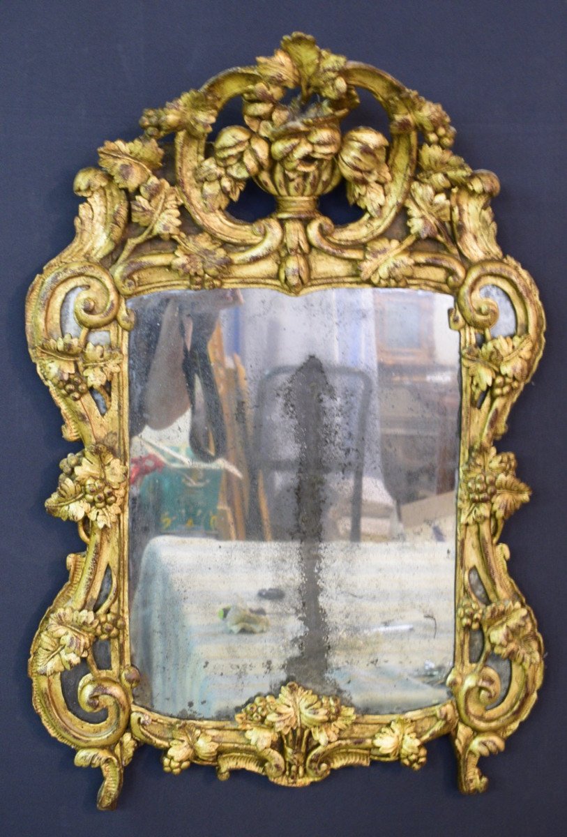 Louis XV Period Mirror In Golden Wood