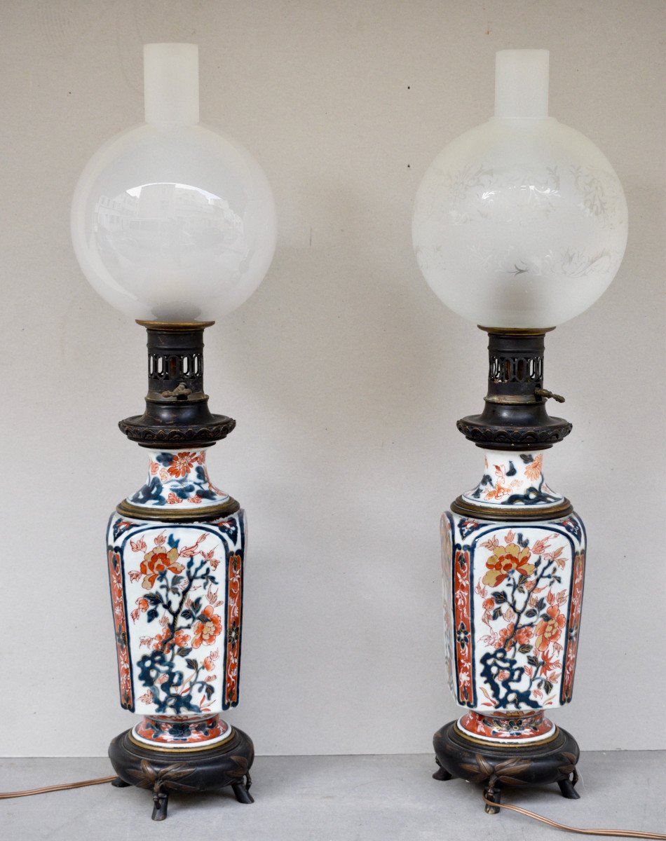 Pair Of Imari XVIII Eme Lamps-photo-3