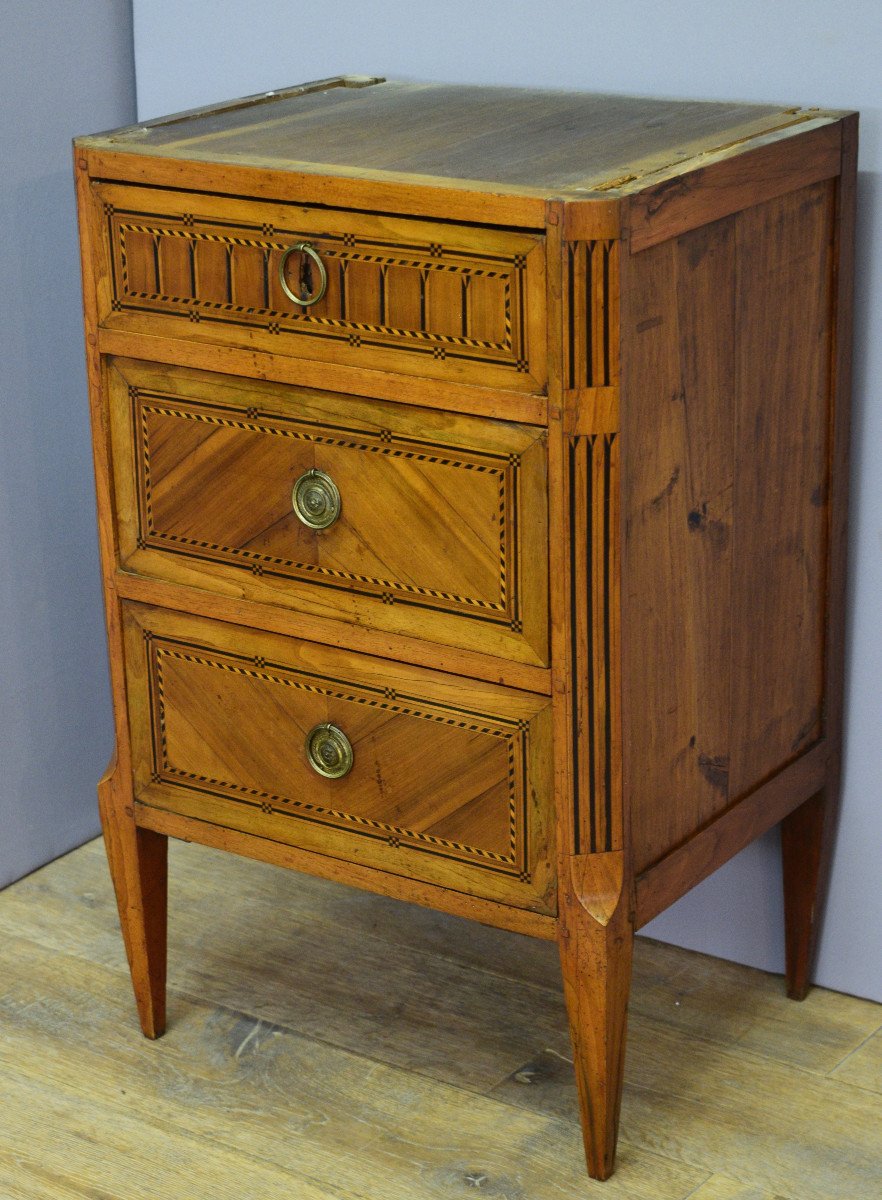 Small Louis XVI Commode In Marquetry-photo-2