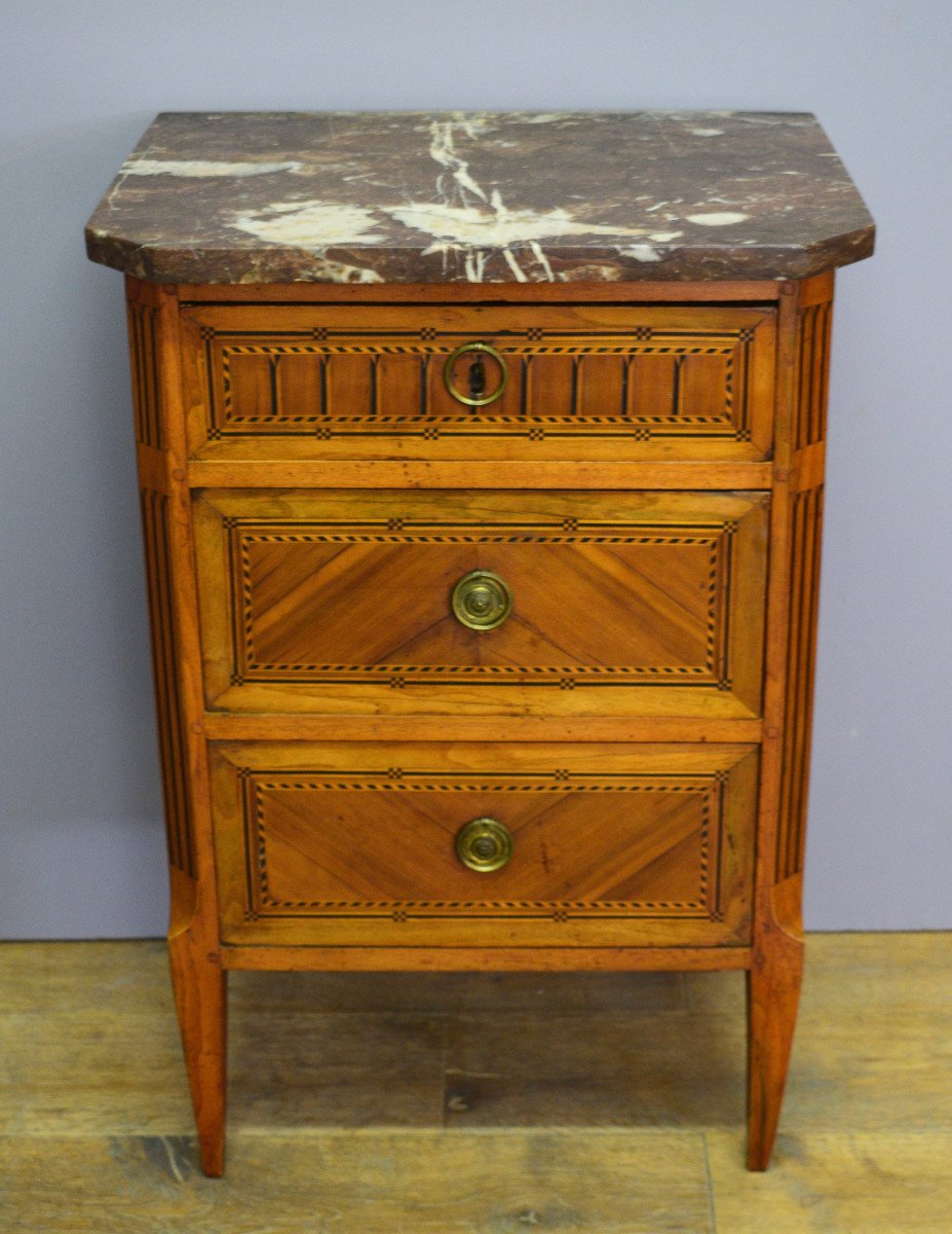 Small Louis XVI Commode In Marquetry