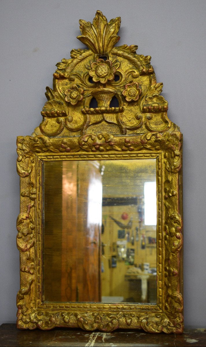 Louis XIV Period Mirror In Golden Wood-photo-2