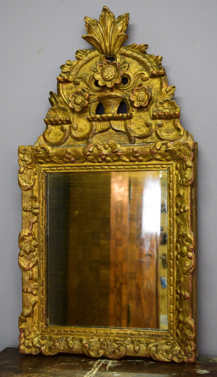 Louis XIV Period Mirror In Golden Wood-photo-4