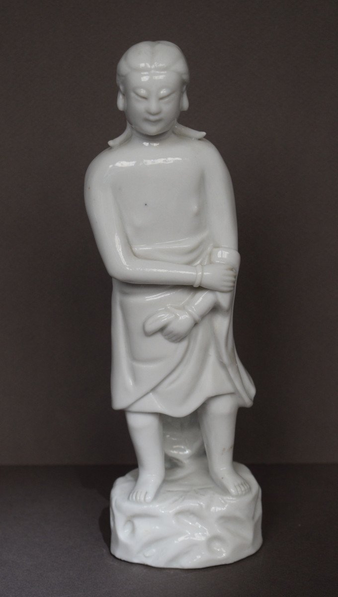 Figurine En Porcelaine Blanche (dahua) representant Adam