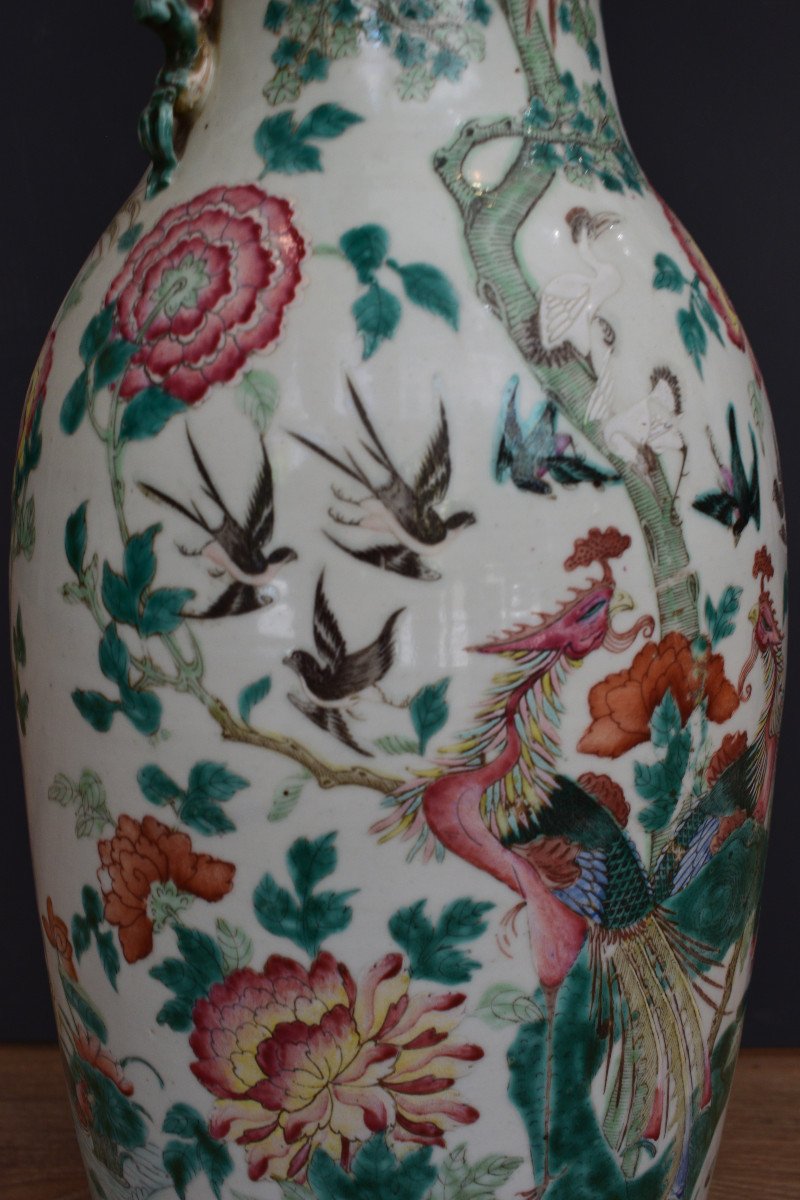 Large Famille Rose Vase China 19 Eme-photo-3