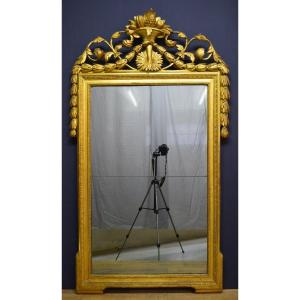 Large Louis XVI Period Mirror In Golden Wood