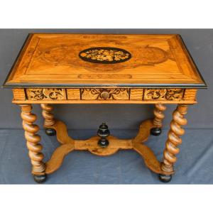 Louis XIII Table In Walnut And Marquetry