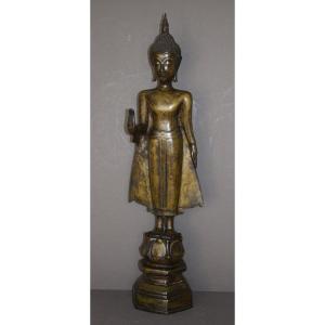 Grand Bouddha Debout En Bronze