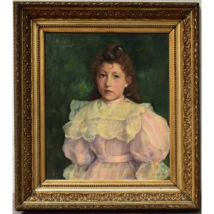 Portrait Of A Child Signed P.clarin