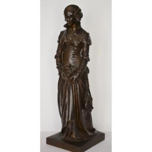 Eugene Antoine Aizelin Large Bronze Statue Of Marguerite