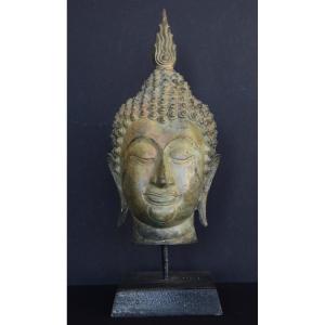 Buddha Head In Bronze Thailand XIX Eme Century