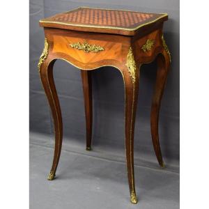  Table Travailleuse De Style Louis XV En Marqueterie