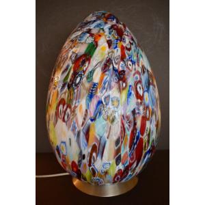 Murano Millefiori Egg Lamp In Blown Glass