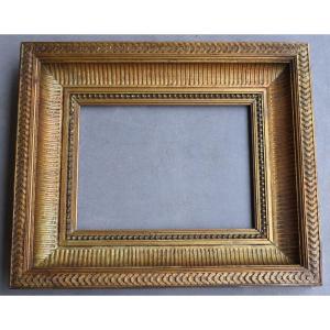 Frame With Channels In Wood And Golden Stucco