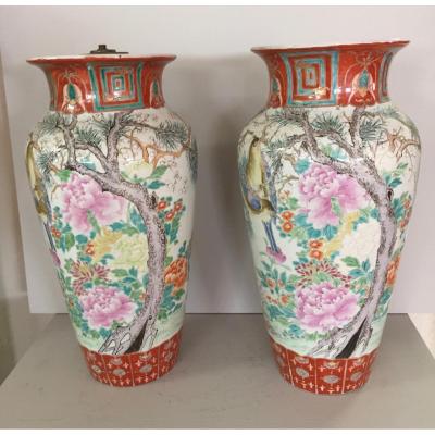 Paire De Vases En Porcelaine De Kutani 