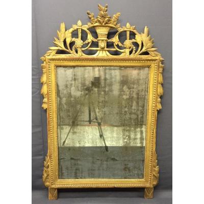 Miroir En Bois Sculpté Et Doré D époque Louis XVI