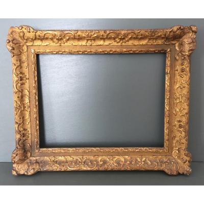 Regency Style Frame In Wood And Stucco Gilded Decor Bérain