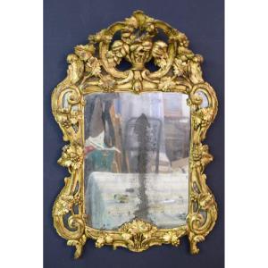 Louis XV Period Mirror In Golden Wood